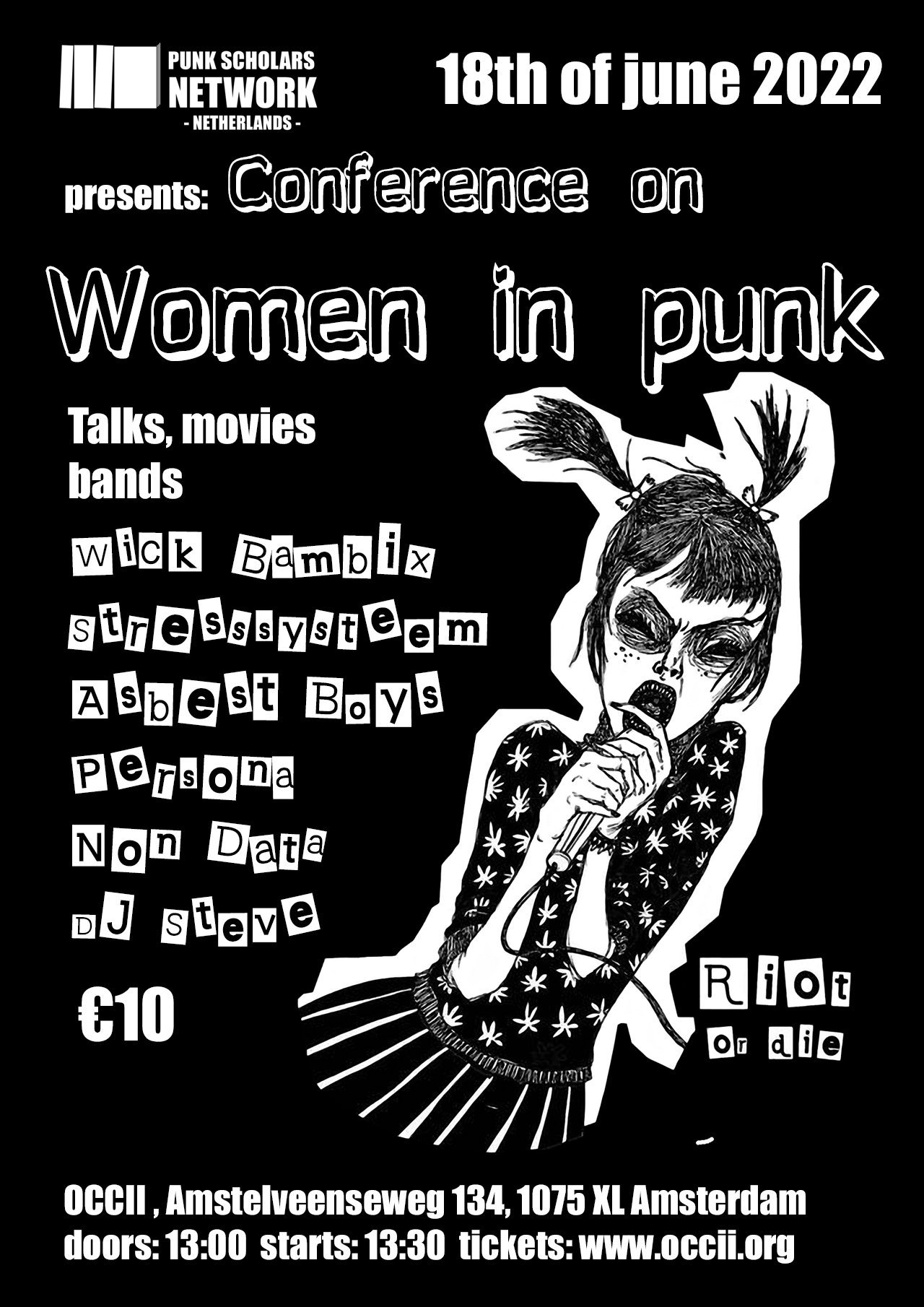 Conference: Women in Dutch punk W/ FiLM: Stories from the She-Punks (UK, 2018, Helen Reddington & Gina Birch) + PERSONA NON DATA + WICK BAMBIX + STRESSSYSTEM + ASBEST BOYS + DJ STEVE