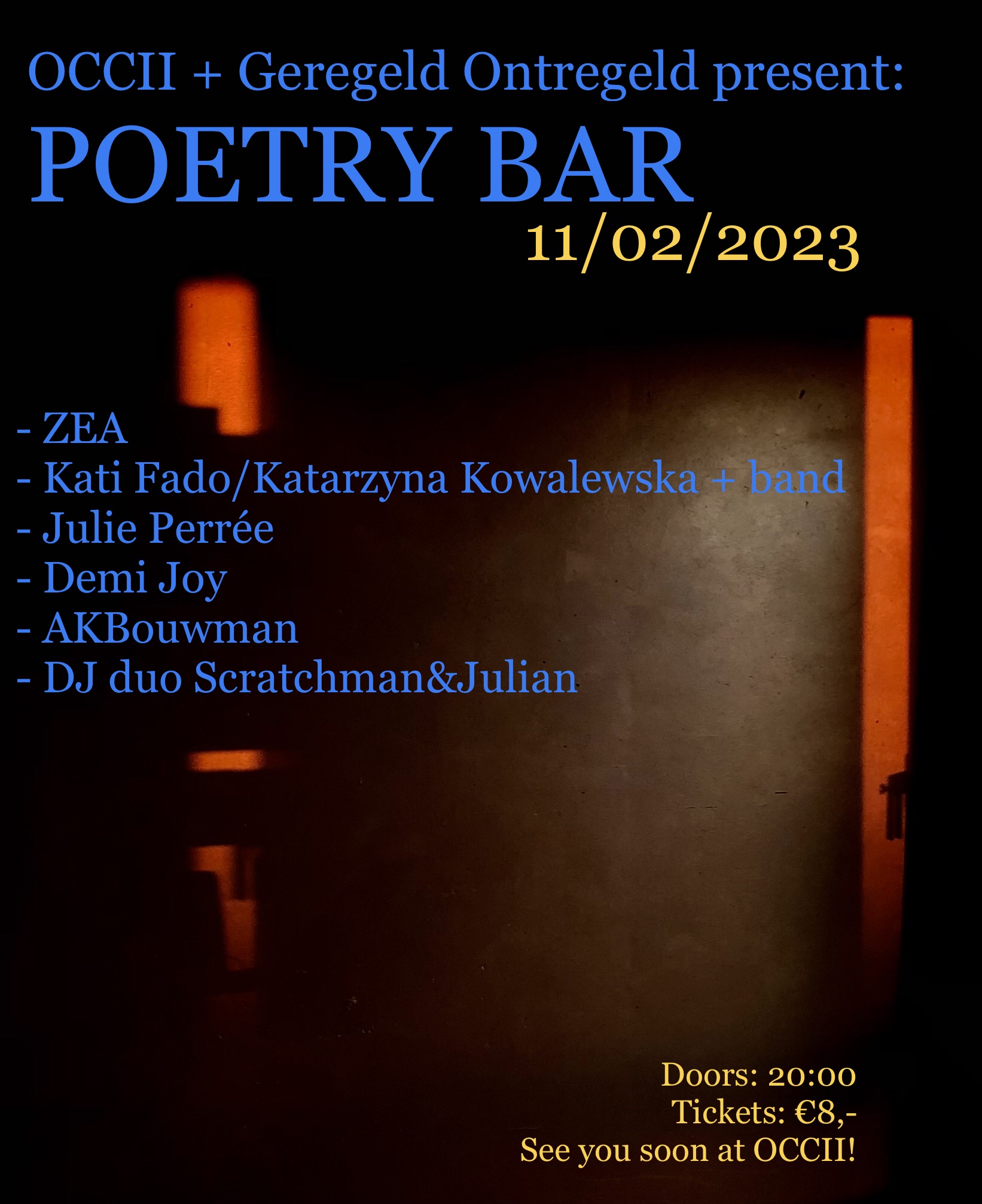POETRY BAR #2 w/ ZEA + Kati Fado (PL) & BAND + Julie Perrée + Demi Joy + AKBouwman